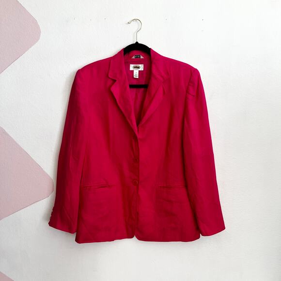 Talbots Pink Iris Linen Blazer Vintage Preppy Classic Workwear Minimalist Sz 12 - Picture 1 of 8